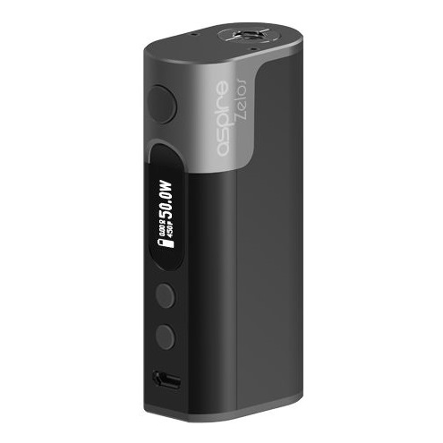 E-papieros Aspire Zelos 2.0 Mod Box 50W 2500mAh Black widok z przodu.