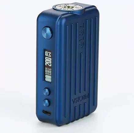 E-papieros box Mod Vapor Storm Trip 200W TC Blue widok z przodu.