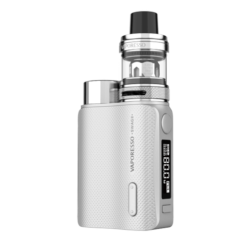 E-papieros Mod Box Vaporesso Swag II Kit 80W Silver widok z przodu.