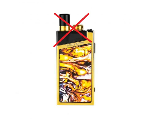 E-papierso POD MOD Smok Trinity Alpha TPD 1000mAh Prism Gold bez atomizera widok z przodu.