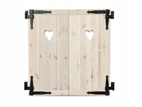Eco-House okiennice drewniane ozdobne z sercem 80x50 – dwuskrzydłowe