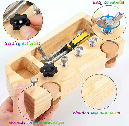 Edukacyjna drewniana zabawka Busy Bus Flying Hippo