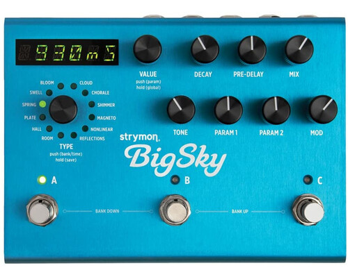 Efekt pogłosów Strymon Big Sky Hall Reverbs widok z przodu