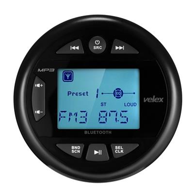 Ekran LCD z radiem moduł bluetooth VELEX MARINE RADIO VX230 widok z przodu