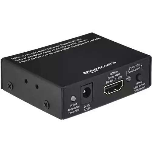 Ekstraktor konwerter adapter HDMI do HDMI+audio RCA SPDIF 4K AmazonBasics widok z przodu
