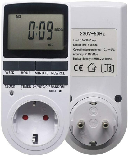 Elektroniczny cyfrowy wyłącznik czasowy timer programowalny TS-839EU widok z przodu
