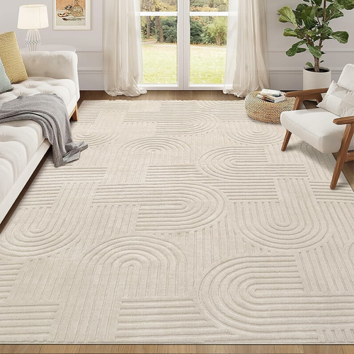 Enyhom dywan do salonu 160 x 230 cm – krótkie włosie, antypoślizgowy, beżowy