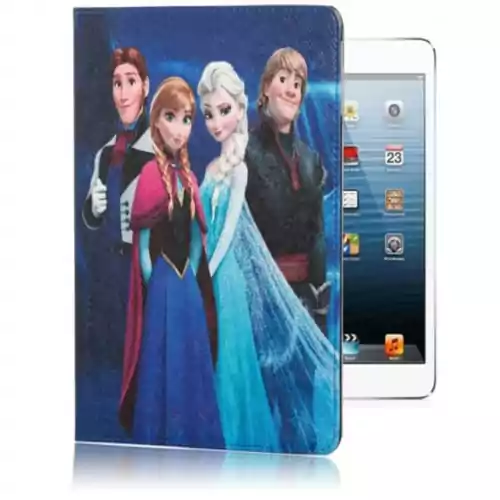 Etui pokrowiec skórzany Apple iPad Mini 2 3 Frozen Elsa i przyjaciele widok z przodu