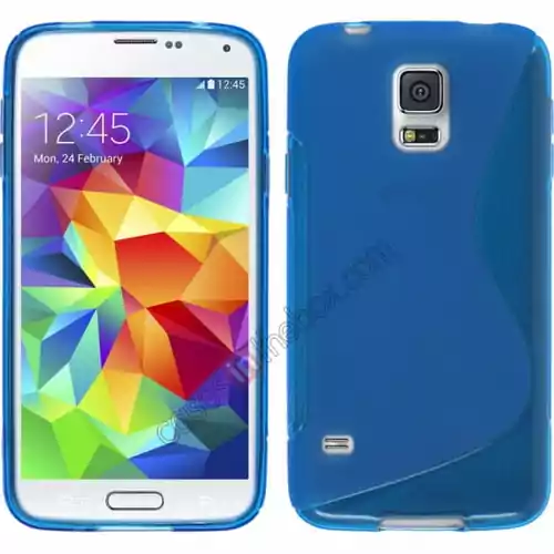 Etui silikonowa TPU dla Samsung galaxy S5 mini niebieski widok z przodu