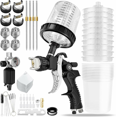 EUMAYES HVLP-4Z – pistolet lakierniczy HVLP z 4 dyszami i kubkiem 600 ml