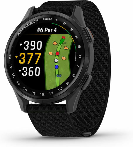 Garmin Approach S50 – smartwatch golfowy GPS AMOLED, łupek, czarny pasek ComfortFit