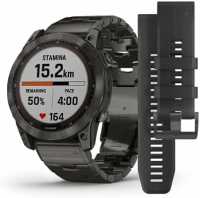 Garmin Fenix 7X Sapphire Solar – zegarek GPS, koperta tytanowa, bransoleta tytanowa