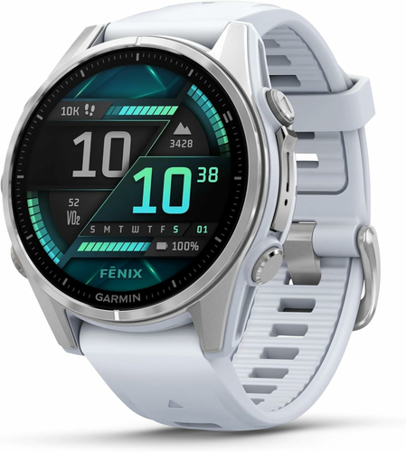 Garmin Fenix 8 43 mm AMOLED – zegarek multisport GPS, stal, obudowa Whitestone