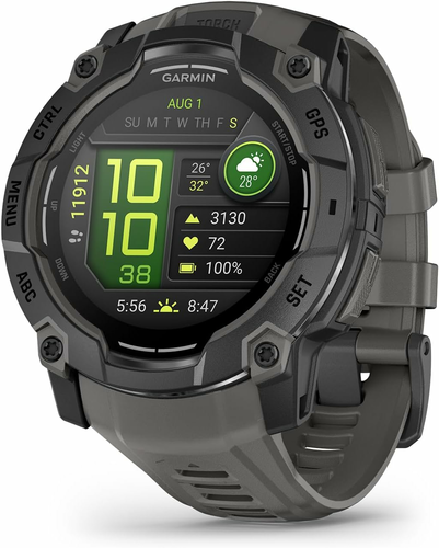 Garmin Instinct 3 50 mm AMOLED – zegarek GPS, czarna ramka, grafitowy pasek
