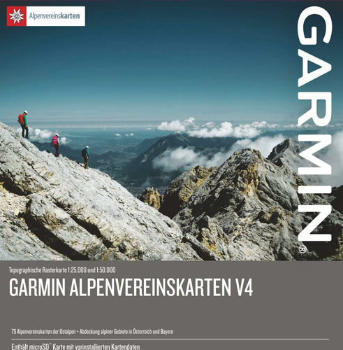 Garmin Mapa uliczna Alp v4 – karty topograficzne Alpy Wschodnie, microSD/SD