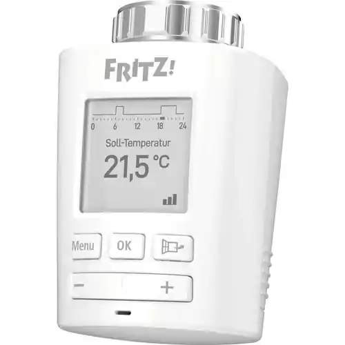 Głowica termostatyczna programowalna AVM FRITZ!DECT 301 widok z przodu.