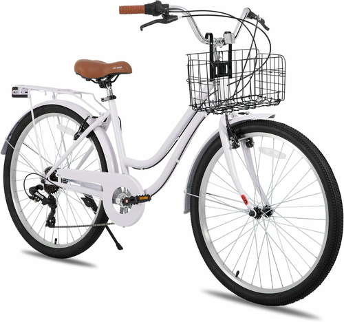 Hiland Beach Cruiser 26 cali - rower cruiser z koszem, fioletowy