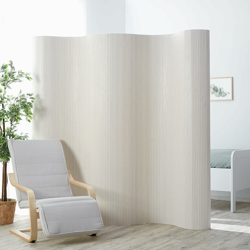 Homestyle4u parawan bambusowy 250 x 195 cm – biały, zwijany