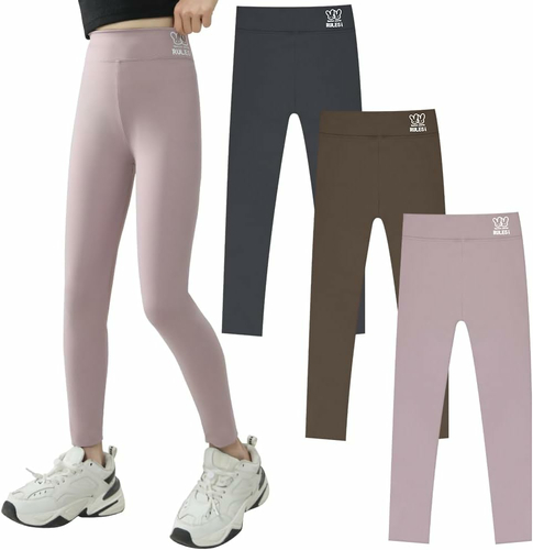 HOTUT – legginsy dziewczęce sportowe z wysokim stanem, zestaw 3 szt.