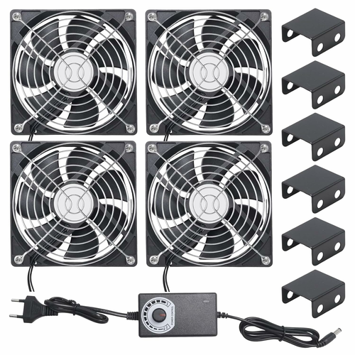 Hoypeyfiy zestaw 4x wentylator 120 mm do chłodzenia serwera i szafy rack