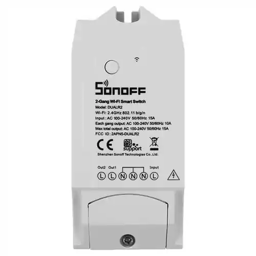 Inteligentny przełącznik bezprzewodowy Sonoff Dual R2 WiFi widok z przodu.