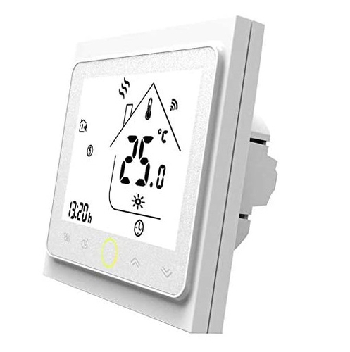 Inteligentny termostat MoesGo Smart WLAN WiFi Google Alexa 230V 5A widok z przodu.