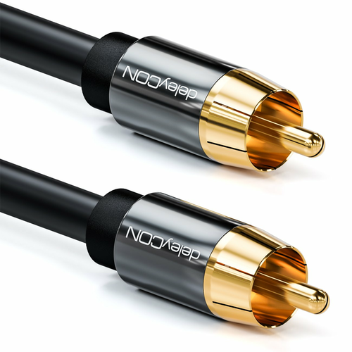 Kabel do subwoofera deleyCON 7,5m RCA, pozłacane wtyki