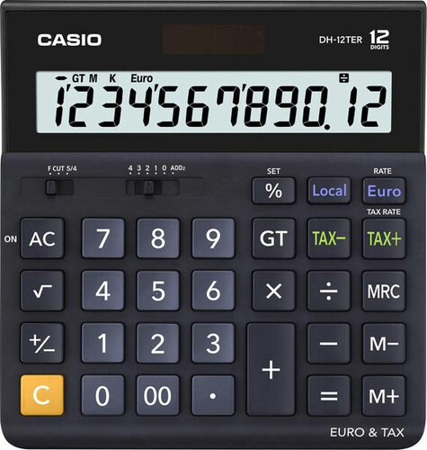 Kalkulator stołowy Casio DH-12TER widok z przodu