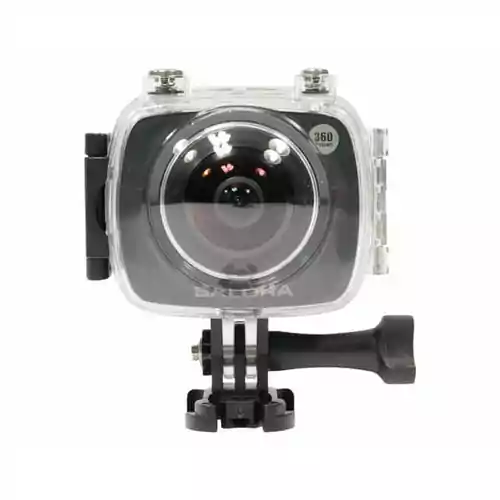 Kamera 360 z WiFi wodoodporna Salora 360 prosport FHD widok z przodu w puszce wodoodpornej