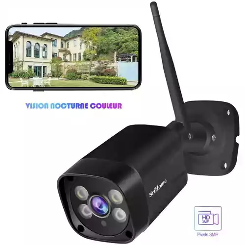 Kamera bezpieczeństw SriHome SH035 1296P FHD CCTV WiFi widok z przodu.