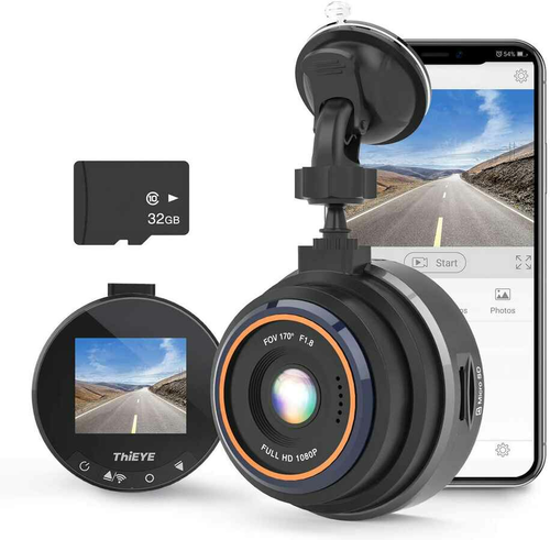 Kamera samochodowa ThiEYE Zero+ WiFi Full HD 1080p 170° widok z przodu.