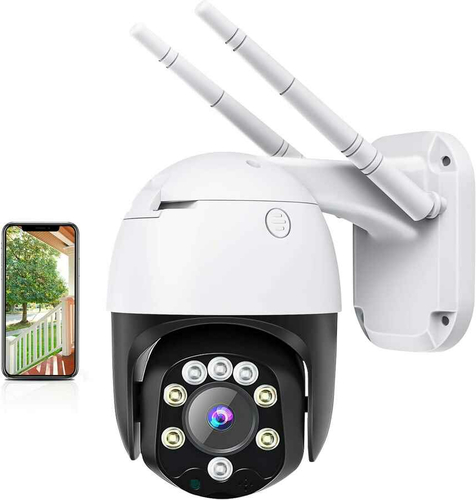 Kamera zewnętrzna IP Mksutary 2MP 1080P FHD IP66 WiFi widok z przodu.