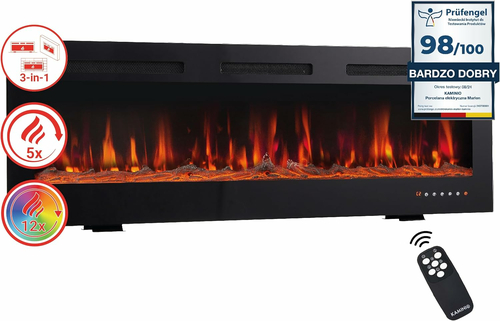 KAMINIO Marlon 36'' - kominek elektryczny 3w1 z ogrzewaniem, czarny