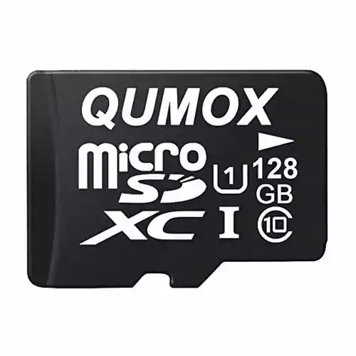 Karta pamięci microSD XC 128GB 80Mb Qumox widok z przodu