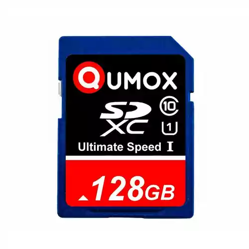 Karta pamięci SDXC 128GB 80MB/s Qumox CL10 widok z przodu