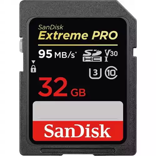 Karta Sandisk SDHC extreme pro 32GB 95MB/s C10 U3 widok z przodu