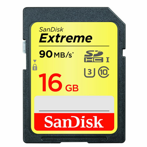 Karta Sd Sandisk extreme 16GB SDXC U3 90MB/s widok z przodu