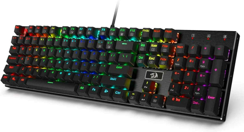 Klawiatura mechaniczna przewodowa Redragon K556 RGB QWERTY widok z przodu.