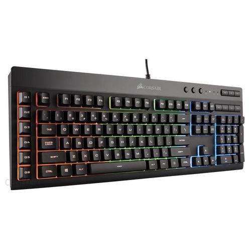 Klawiatura membranowa przewodowa gamingowa Corsair K55 RGB PRO widok z przodu.