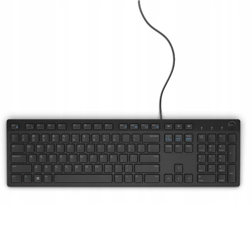 Klawiatura przewodowa biurowa Dell KB216 QuietKey QWERTY widok z przodu.