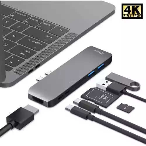 Koncentrator hub USB-C do MacBook Pro iDeer HDMI USB microSD SD 4K widok z przodu