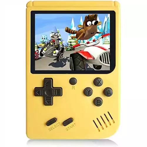 Konsola do gier 8-bit Retro Gameboy 1GB 400 gier żółty widok z przodu