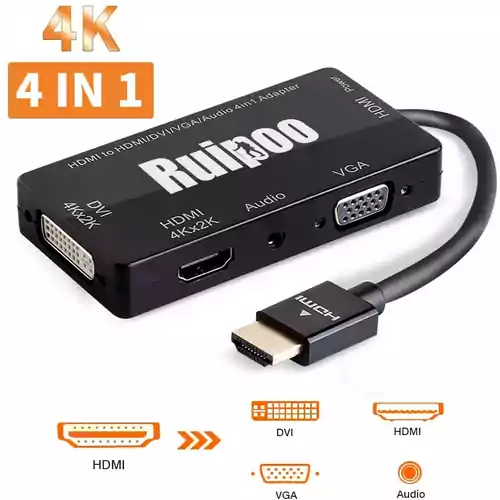 Konwerter adapter wideo Ruipoo HDMI - HDMI DVI VGA widok z przodu