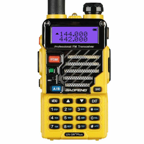 Krótkofalówka walkie-talkie BAOFENG UV-5R PLUS widok z przodu kolor żółty