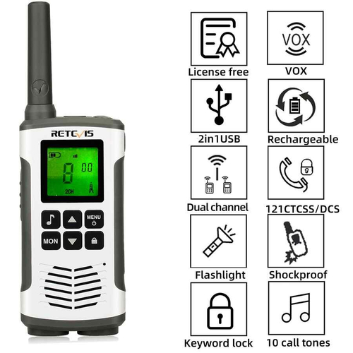Krótkofalówka Walkie Talkie Retevis RT45 FRS PMR446 widok z przodu.