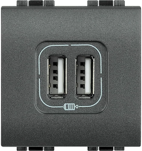 Ładowarka z 2 gniazdami USB Legrand Bticino L4285C2 widok z przodu.