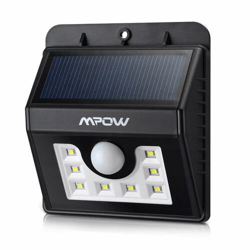 Lampa solarna 8 LED czujnik ruchu MPOW widok z przodu