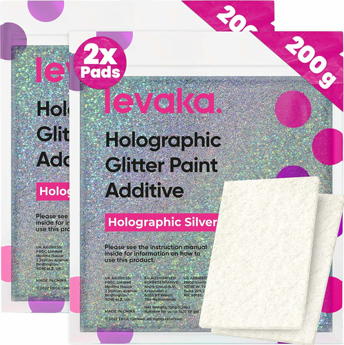 Levaka brokat do farby holograficzny srebrny 400 g (2 x 200 g) z nakładkami polerującymi