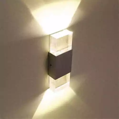 Lightess lampka ścienna LED, oświetlenie wewnętrzne, kryształowa lampa w aluminium, 6 W, nastrojowe widok z lewej strony