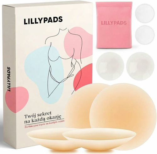 Lillypads silikonowe naklejki na sutki, 2 pary – wielokrotnego użytku, nude